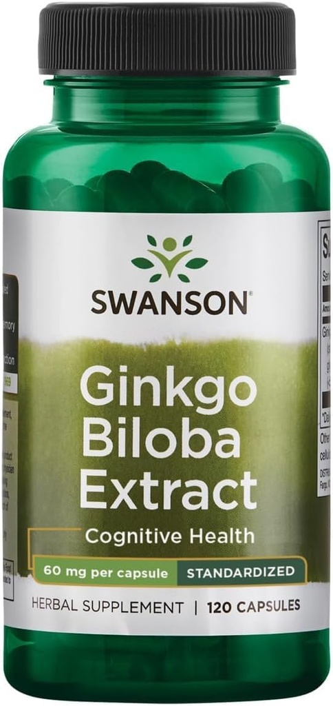 Swanson Ginkgo Biloba Extrakt 24% 60 Milligramme 120 Kapseln