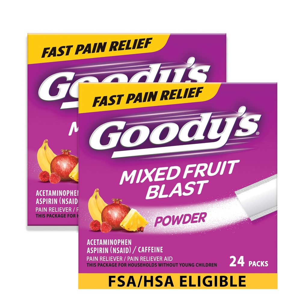 Goody's Extra Strength Headache Powder, Mixed Fruit Blast Flavor Lösen Packungen, 24 Einzelpackungen (2 Packung)