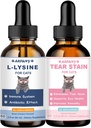 Lysine für Katzen & Tear Stain Remover - Unterstützung der normalen visuellen Funktion, Tear Stain Elimination, kaltes Relief - Cat Respiratory und Augeninfektion Behandlung für Runny Nase und Wassery Eyes