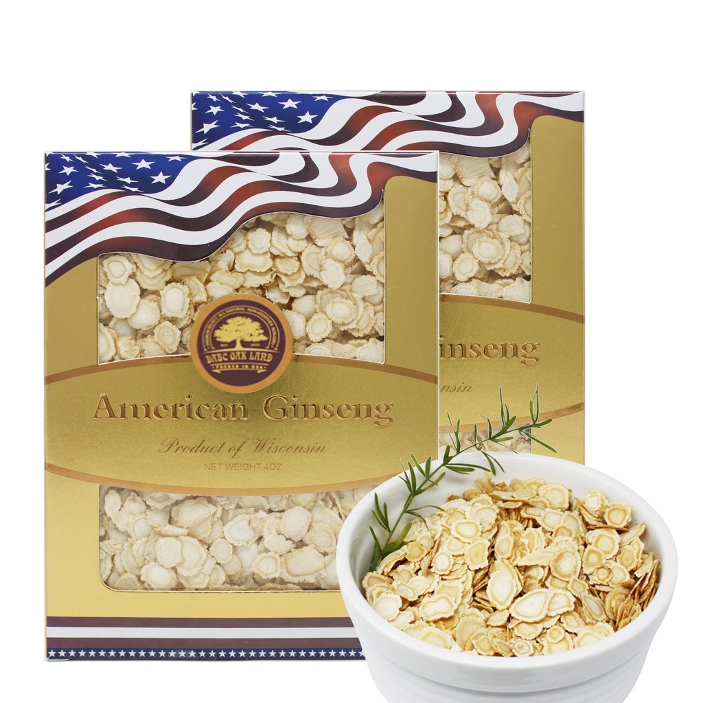 2 Boxen von American Ginseng Slices von Wisconsin, American Wisconsin Ginseng Slices Root für Tee, Energie für Männer Frauen Mental Health Boosts Immunität, Gluten Free, 花 / LEBEZEICHEN Runde 2Boxen von 4oz, 8oz