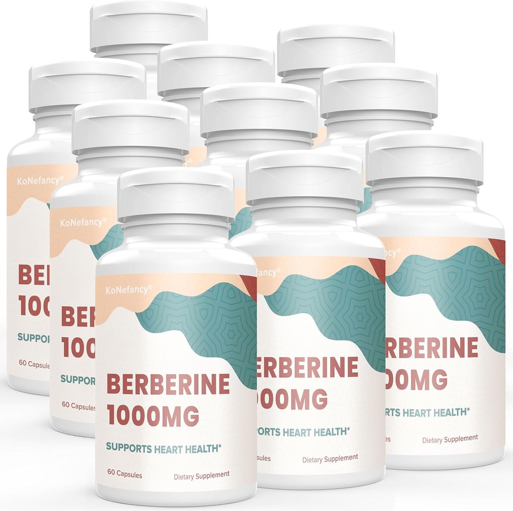Berberina Supplemento 1000mg, Alta Assorbimento Berberina HCL Plus Vegan Capsule con Silymarin Herbal Complex Formula, 60 Conte (Pack of 10)