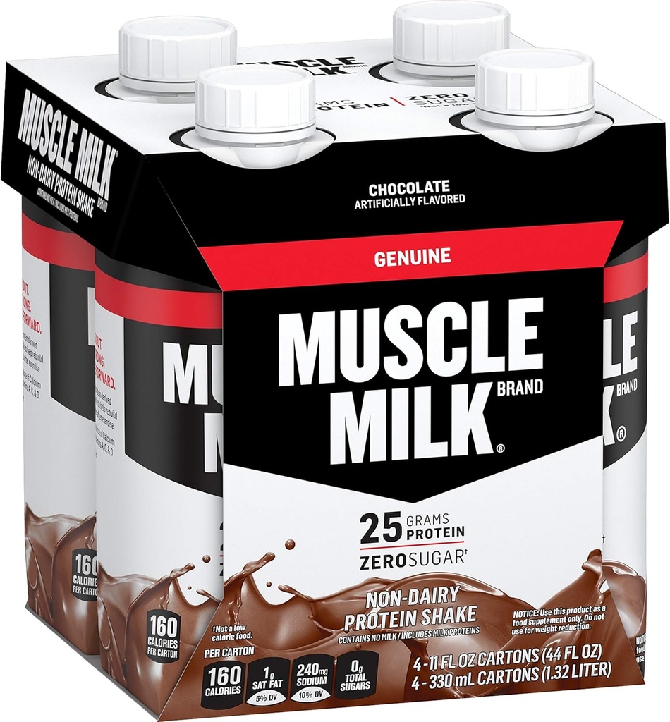 Crema proteica genuina del latte del muscolo, Cioccolato, 25g Protein, 11 Fl Oz (Pack of 4)