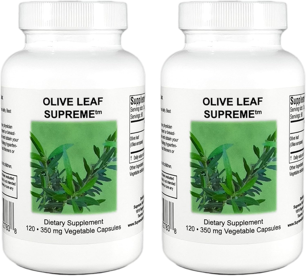 Supreme Nutrition Olive Leaf Supreme, 120 Pure Olive Leaf Vegetarische Kapseln | 2 Pack
