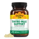 Country Life Thyro-Max Support - Kelp-Derived Iodine & L-Tyrosine Thyroid Supplemento per gli uomini e le donne - B Vitamine, senza glutine, Vegan, Kosher - 60 capsule