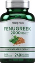 Piping Rock Fenugreek Kapseln | 2000mg | 240 Pillen | Beilage für Frauen und Männer | Konzentrierter Seedextrakt | Non GMO, Glutenfrei