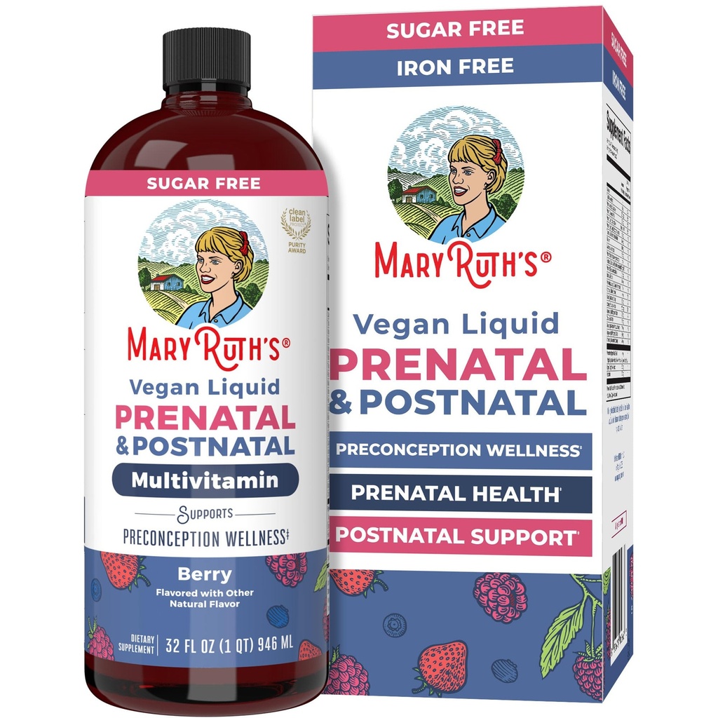 MaryRuth Organics Postnatal & Prenatal Vitamine für Frauen | Zucker Free | Womens Multivitamin for Pre-Conception, Pregnancy & Nursing | Ginger | Selen | Folate | Vegan | Non-GMO | Gluten Free | 32oz