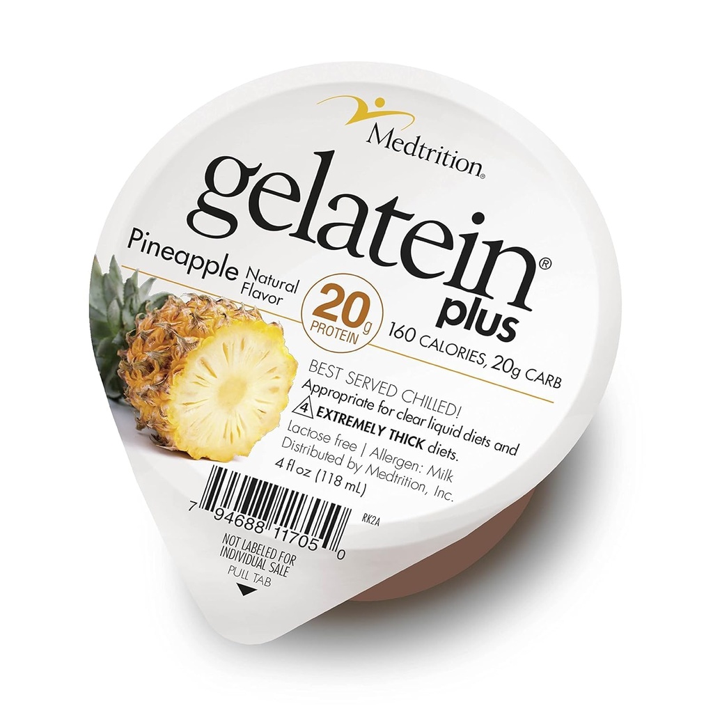 GelaTein Plus Ananas: 20 grammi di proteine. Ideale per diete liquide chiare, ingoiando difficoltÃ, dialisi e oncologia. Ottimo pre o post-allenamento Snack. (36 Pack) ...