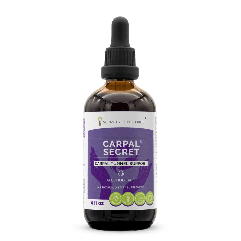 Segreti della Tribù - Segreto Carpale, Supporto Tunnel Carpale, Integratore di erbe Miscela Gocce Estratto liquido senza alcool (4 fl oz)