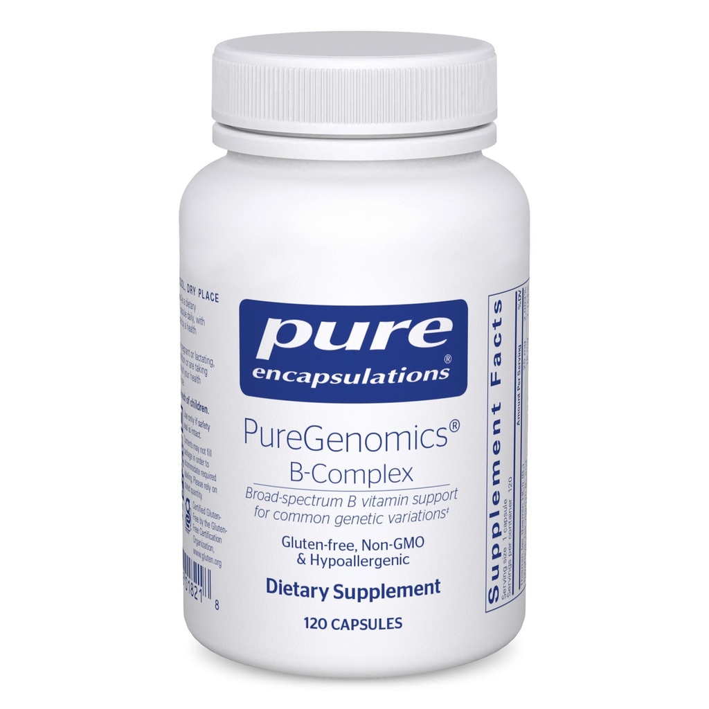 Pure Encapsulations PureGenomics B-Complex - Broadtrum Spec Vitamin Support für Genetische Expression, Cellular Function, Hormonproduktion & Energie Stoffwechsel * - mit Vitamin B12 & B6-120 Kapseln
