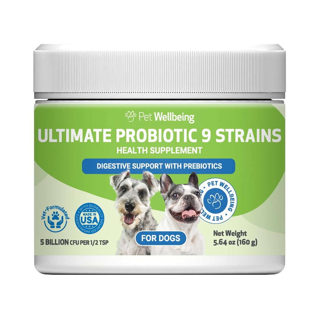 Benessere per animali domestici - Ultimate Probiotic 9 Strains for Cats and Dogs - Supporto naturale per la digestione e la salute del tratto urinario 160 Grams.