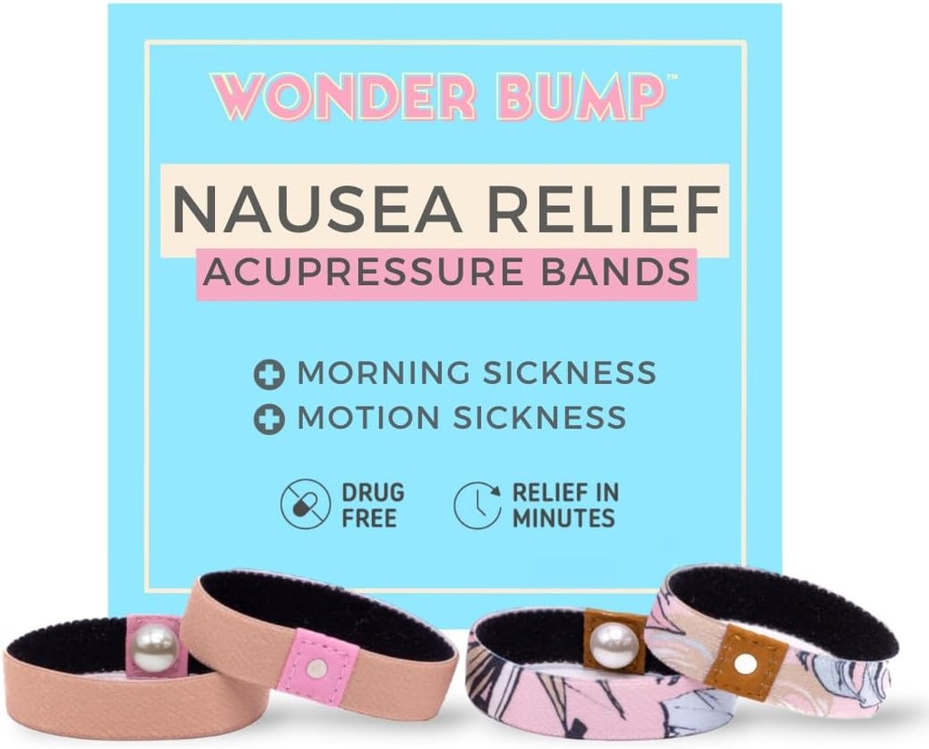 Mattina Malattia Rilievo Wristbands | Acupressure Anti Nausea Bands for Pregnancy Nausea Relief, First Trimester Pregnancy Essentials (2 Sets) (Medium)