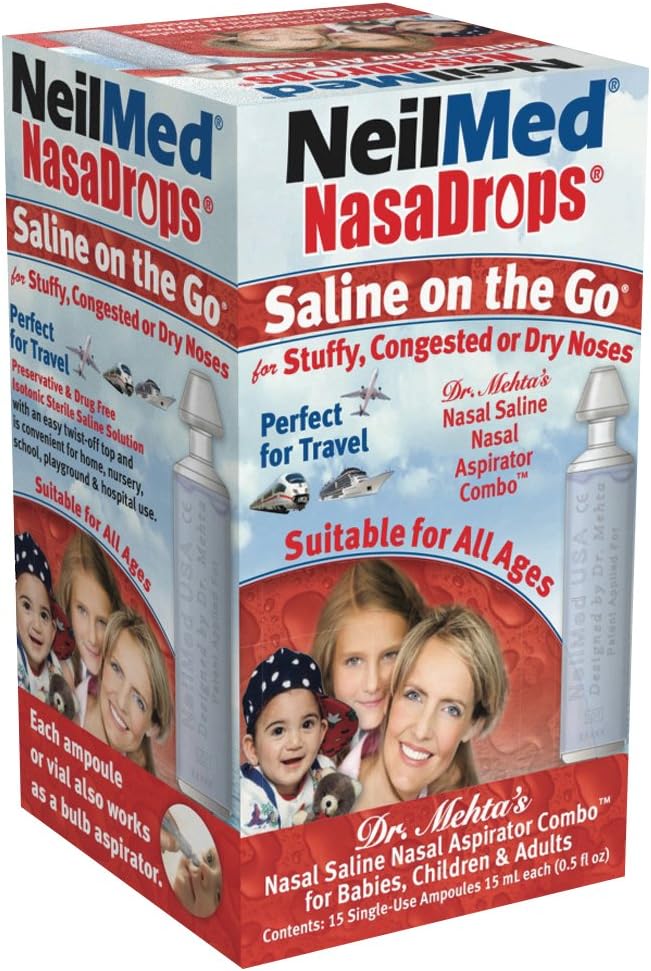 Neil Med Drops Saline Vials de la NASA, 15 ampoules à usage unique, 0,5 Fl Oz