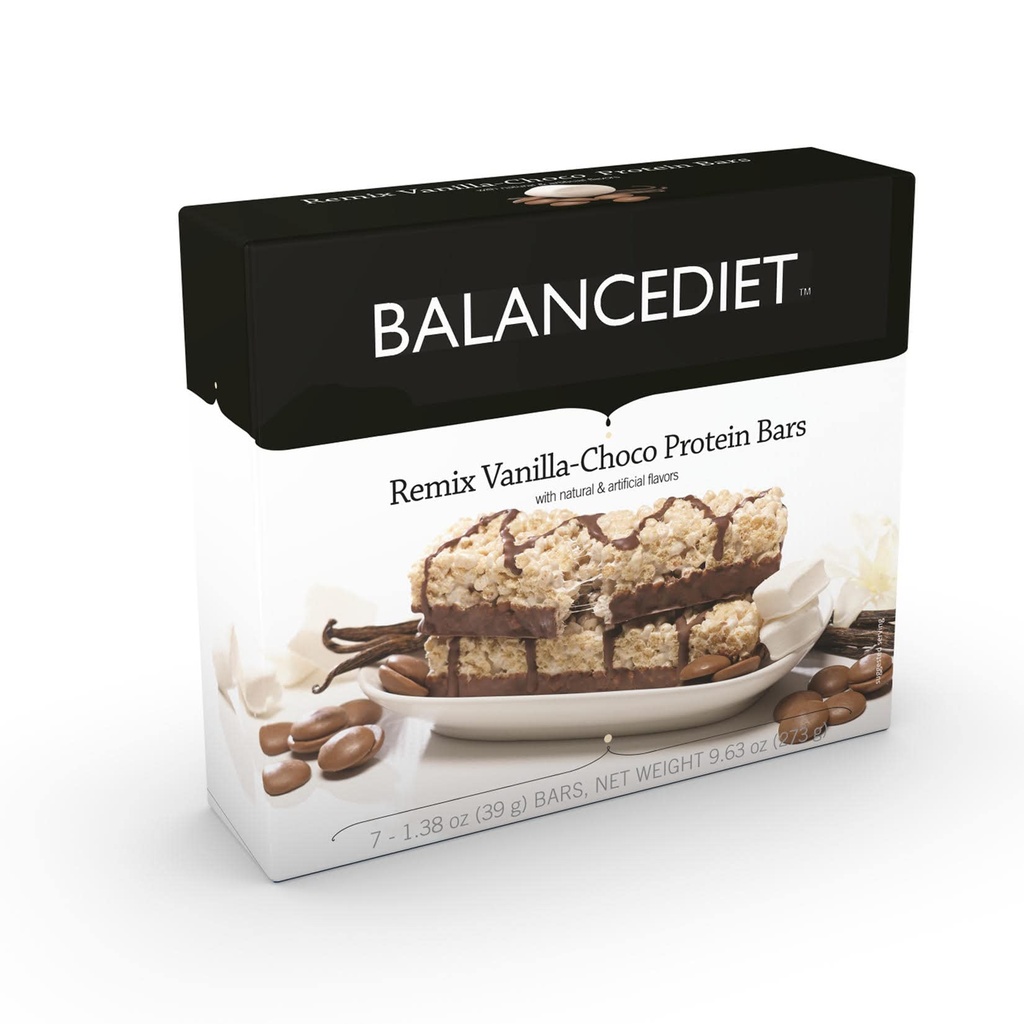 BalanceDiet™ | Protein Bar | 15g of Protein | Low Carb | 7 Bar Box (Remix Vanilla Chocolate)