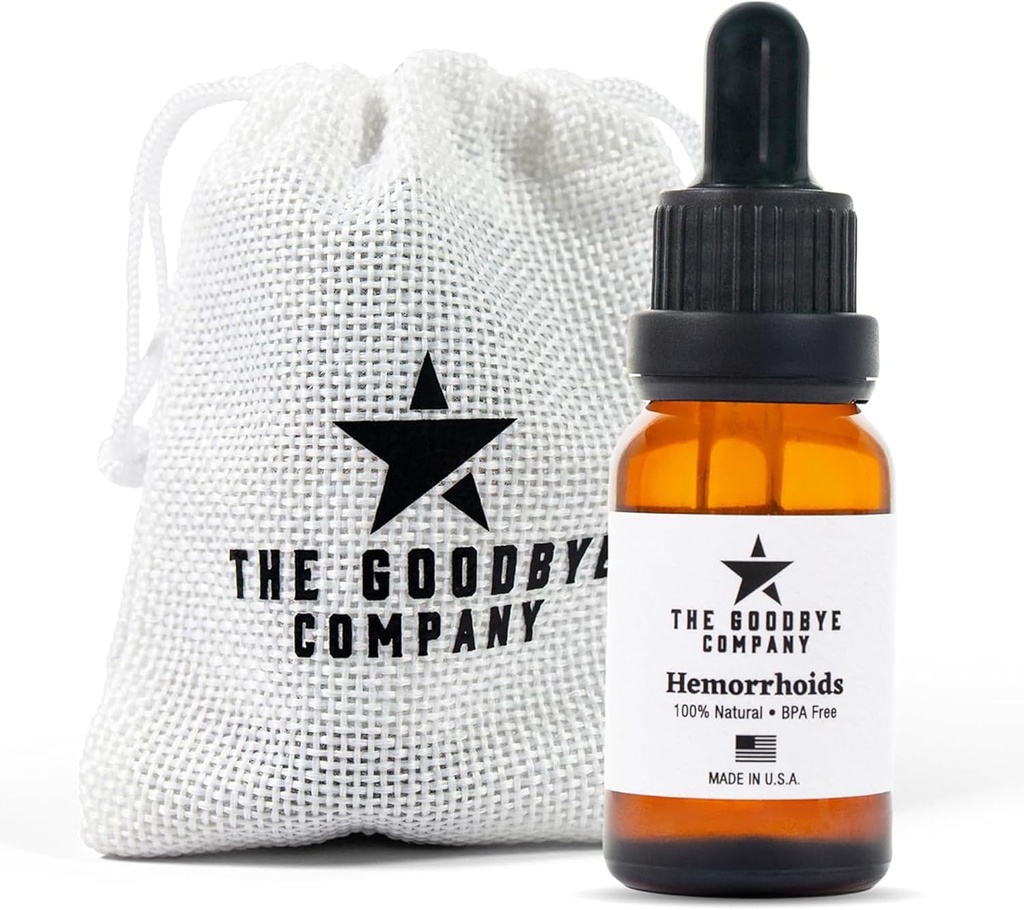 Das Goodbye Company Organic Hemorrhoid Relief Serum - Natural Witch Hazel Behandlung für Schmerzen, Itch & Swelling - Interne äußere beruhigende Formel - Vegan, USA Made, 15mL