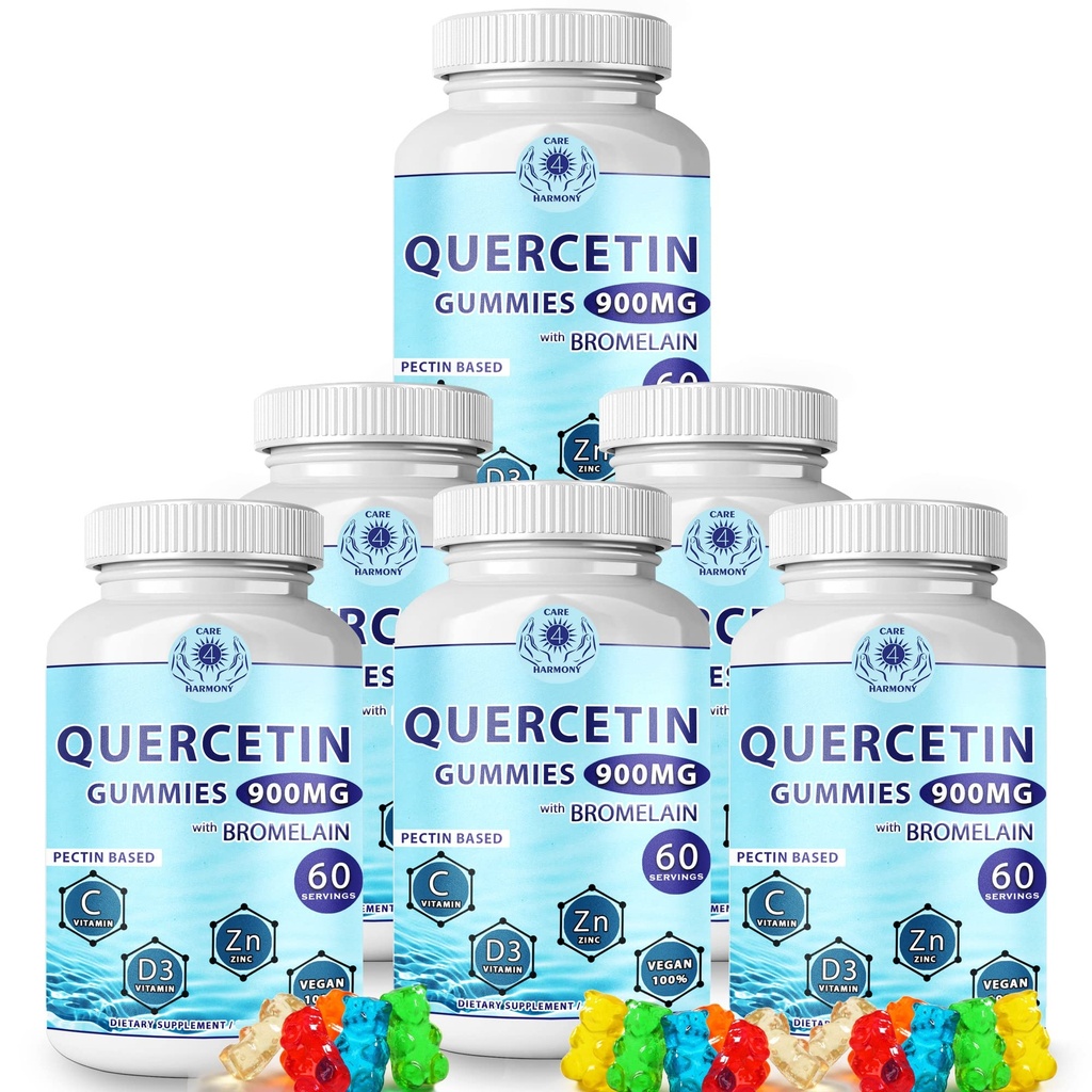 Quercetin Gummies - Quercetin mit Bromelain Vitamin C + Zink Vitamin D3 – Kaubare Quercetin 900mg Ergänzungen - Quercetin für Kinder und Erwachsene (6)