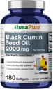 NusaPure Black Seed Oil 2000mg pro Servierung - 180 Softgel Caps (Non-GMO, Gluten-Free) Kaltgepresste Nigella Sativa