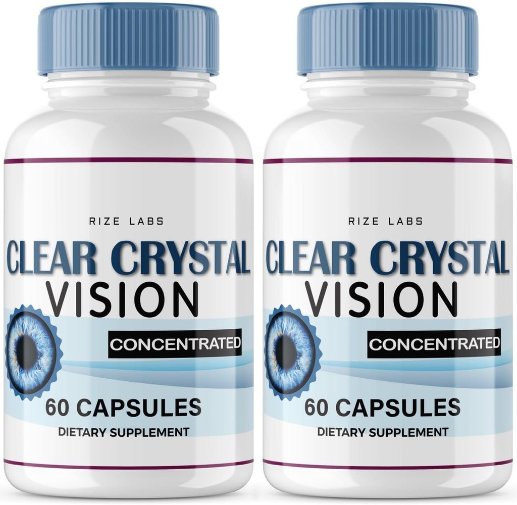 rize labs (2 Pack) Klare Crystal Vision Ergänzung, Klare Crystal Vision für Blurry Eyes, ClearCrystal Vision, um gesunde Augenfunktionen zu unterstützen, Klare Crystal Vision Formel Bewertungen (120 Kapseln)