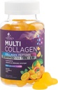 Peptidi di collagene Gummies con 2500 mcg Biotina - Integratore multi collage di proteine idrolizzate I & III con vitamina C & Zinc - Supporto per capelli, pelle, unghie, gustoso aroma d'arancia - 60 Gummies