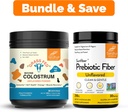 Sandhu Pure Bovin Colostrum Supplément en poudre pour les humains 30 portions et supplément de fibre prébiotique Poudre de support Immune, Gut, Digestion & Santé Colon