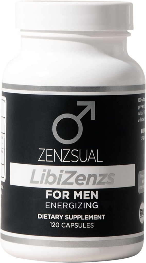 ZENZSUAL LibiZenzs Men - Natürliche Nahrungsergänzungsmischung mit Ginseng, Maca Root, Ashwagandha - Erhöht Testosteronspiegel - Glutenfrei (120 Kapseln)