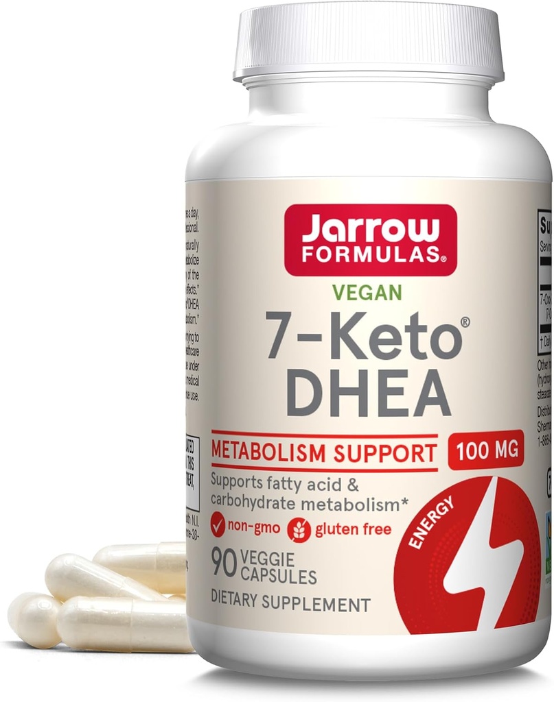 Jarrow Formulas 7-Keto DHEA 100 mg - Bis zu 90 Portionen (Veggie Caps) Nahrungsergänzungsmittel - Kohlenhydrate Stoffwechselunterstützung - Non-GMO - Glutenfrei - Vegan