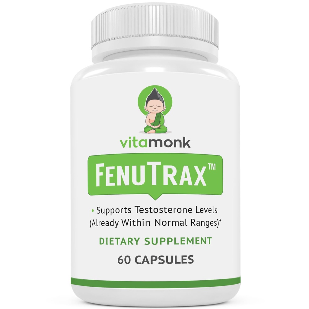 Extrait de Fenugreek VitaMonk FenuTraxTM puissant extrait de graines de Fenugreek 50 % normalisé pour le fenuside - teneur élevée en glycoside du furostanol et en saponine par rapport au testofen - 60 capsules