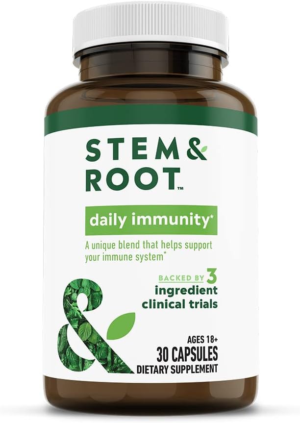 Stem & Root Daily Immunity Herbal Supplement with Zinc, & BeniCaros - Supporta un sistema immunitario sano - alimentato da piante, 30 Pack