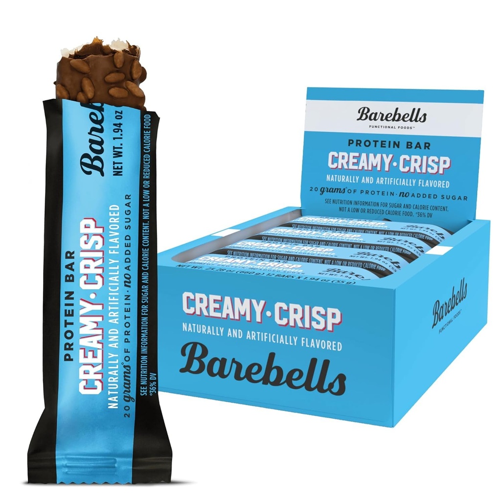 Barebells Protein Bars Creamy Crisp - 12 Count, 20g High Protein Treats - Chocolate Nutrition Bar mit 1g Gesamtzucker - On-The-Go Frühstück oder Post-Workout Snack
