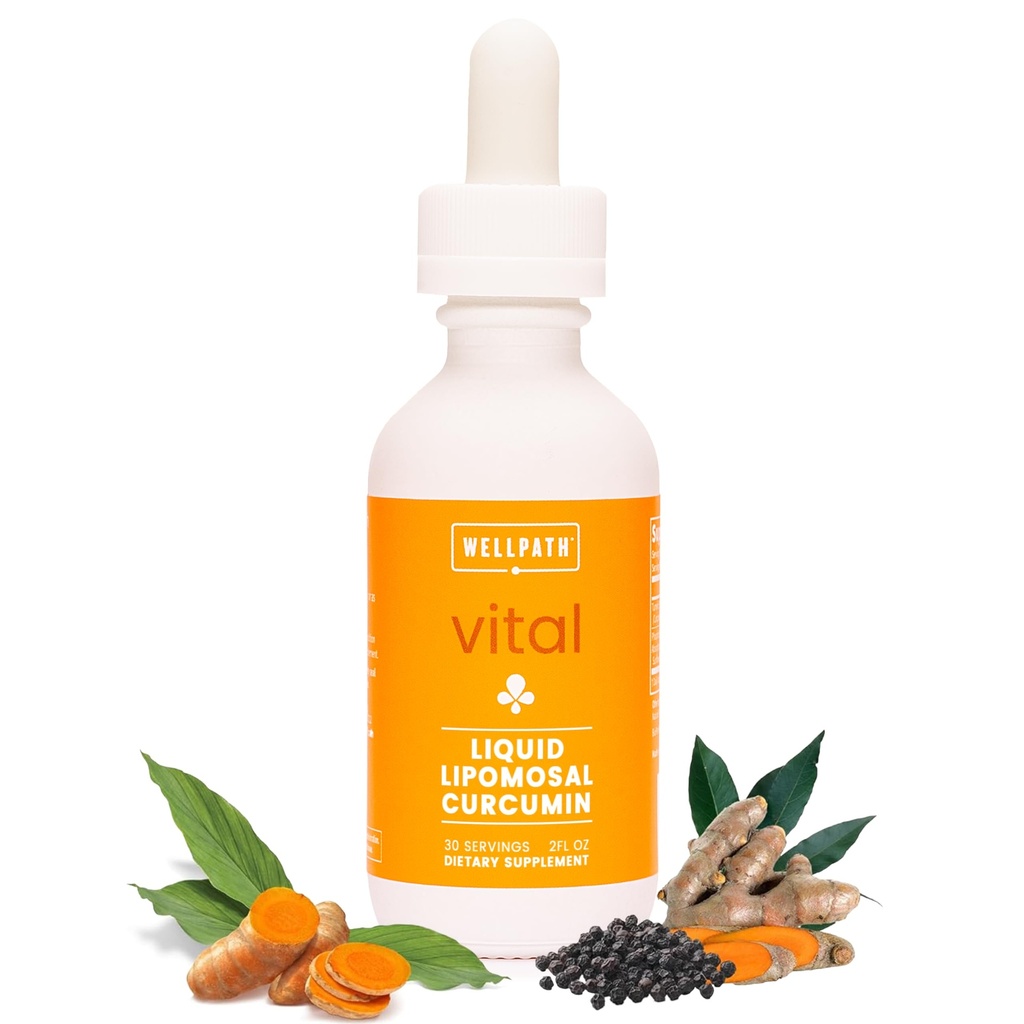 WellPath Liposomal Curcumin Supplemento | Gocce di curcuma liquide con estratto di pepe nero | Absorbimento potenziato | Non-GMO, Vegan, 2 oz
