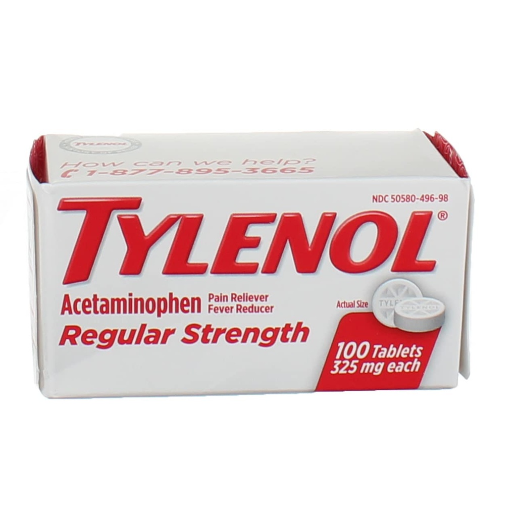 Tylenol Reg Strngth 100's Size 100ct Tylenol 325 Mg regolare resistenza dolore