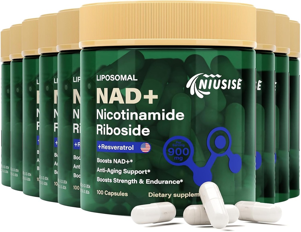 NAD Supplement, NAD Nicotinamid Riboside 900 Mg für Männer und Frauen, Liposomal NAD+ Ergänzung mit Nicotinamid Riboside, Resveratrol & Quercetin, Energy, Boost NAD+, 900 Kapseln