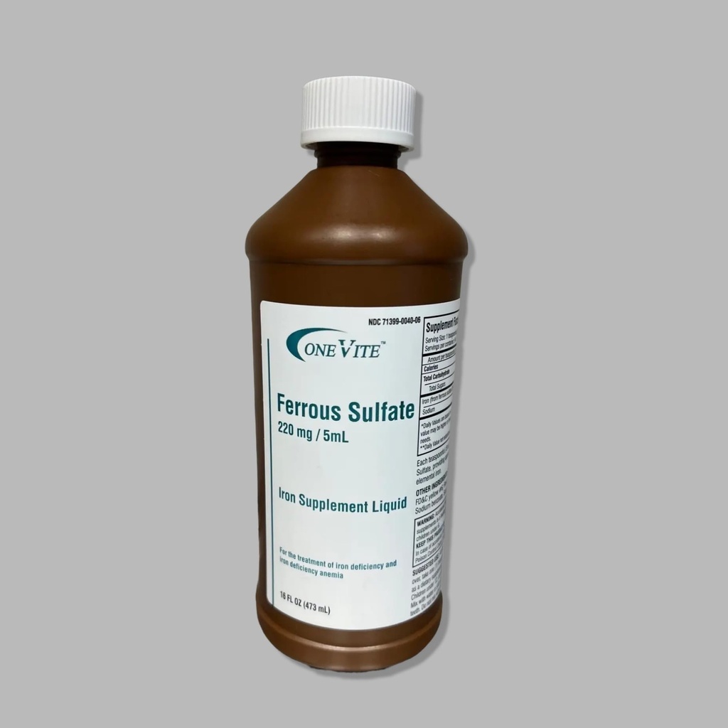 Sulfate de fer 220mg/5ml de supplément de fer liquide, 16 Fl Oz (paquet de 1)