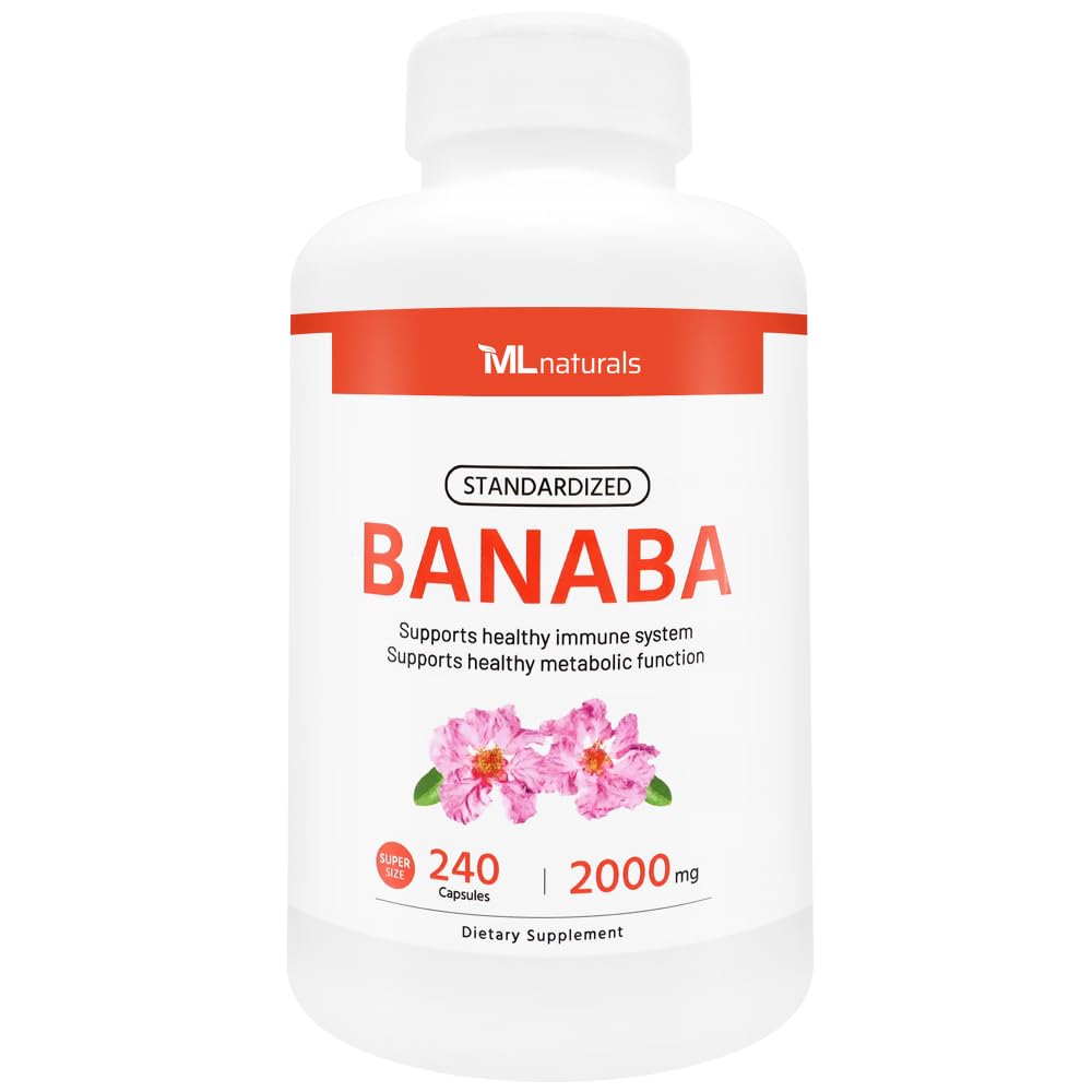 ML Naturals Banaba 2,000mg, 240 Vegetable Capsules | Supports Immune System, Supports Metabolic Function, Non-GMO