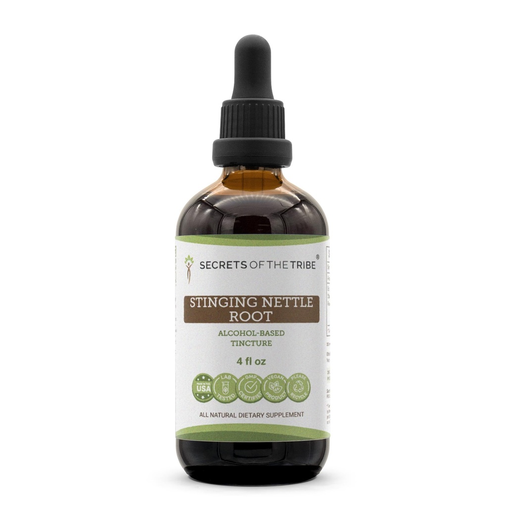 Secrets of the Tribe -Sting Nettle Root Tincture Alkohol Extract, Stinging Nettle (Urtica Dioica) Getrocknete Wurzel 4 OZ