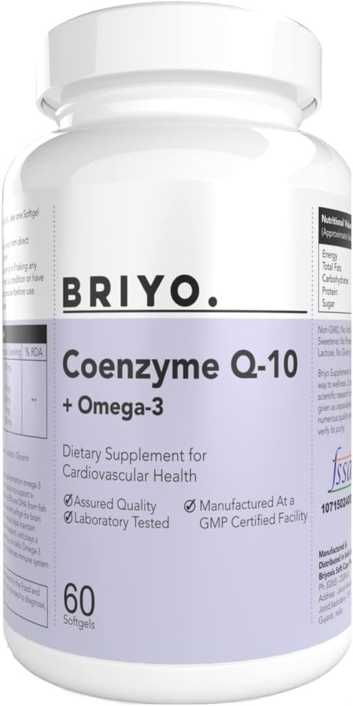 CoenzymeQ10 + Omega 3-150 mg Omega 3 + 100 mg Omega 3 avec le lycopène et le sélénium pour la santé cardiaque, l'énergie cellulaire, le soutien antioxydant