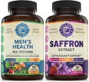 Mens Daily Multivitamins & Pure Saffron Extract Bundle (jeweils eine Flasche). Kollektive unterstützt ganzheitliches Wellness, Erhöhte Energie, Aufgehobene Stimmung. Hergestellt in den USA.