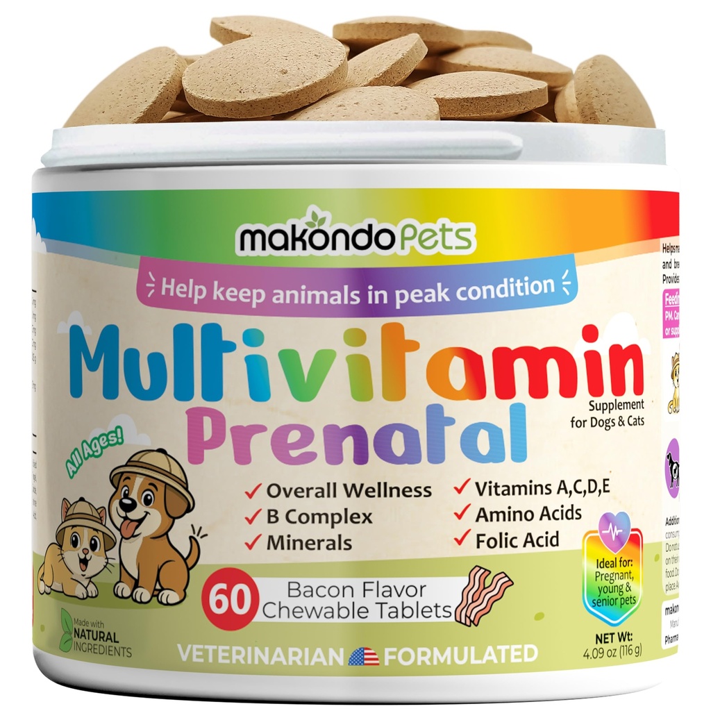 Dog Prenatal Vitamine – Multivitamin, Folsäure, Calcium, Eisen, Mineralstoffe und Aminosäuren. Ideal für schwangere, stillende und neugeborene Tiere – Senior Dog Supplement, Complete Puppy Multi Vitamin.