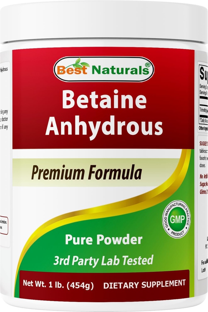 Best Naturals Betaine Trimetilglicina anidra (TMG) Polvere pura 1 Pound (1 LB (Pack of 1))