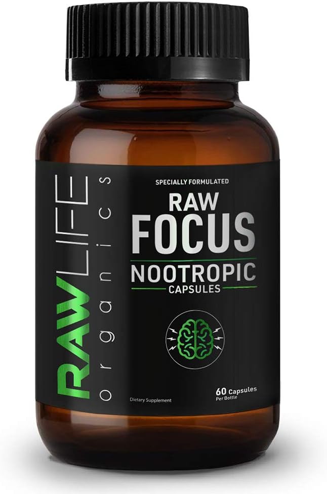 Raw Focus Nootropics Brain Boost - 30 Servierungen - Steigerung der Konzentration - Erhöhung der Kreativität Speicher & Kognition - Alle natürlichen Formulierung