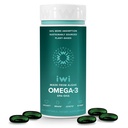 Iwi Omega-3, 30 Softgels (30 Serve), Vegan Plant-Based Algae Omega 3 con EPA + DHA, Integratore alimentare completo, Krill & Fish Oil Alternative, No Fishy Aftertaste