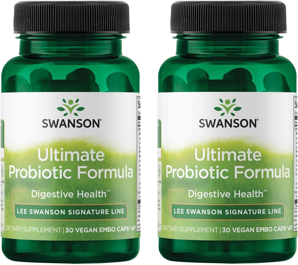 Swanson Ultimate Probiotic Formula Digestive Health Immune System Support 66 Billion CFU Prebiotic NutraFlora scFOS 30 DRcaps Veggie Capsules (Caps) (2 Pack)