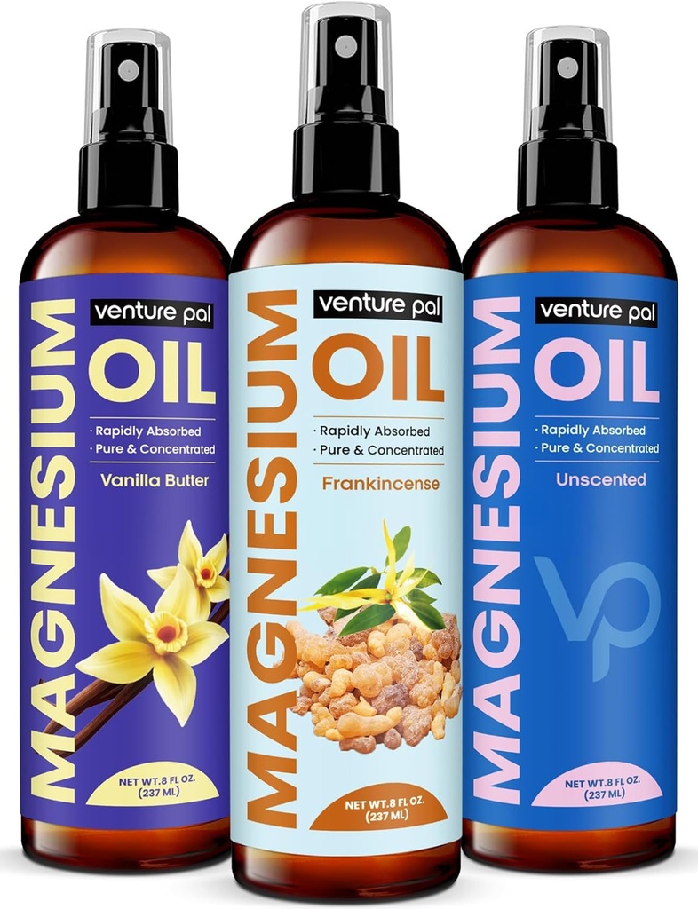 Verniciatura Pal 100% Pure Magnesium Oil Spray con Incenso, Assorbimento Veloce, Meno Sting, Ultra-Soothing per il sonno e il rilassamento muscolare, Sette (Big 8 oz) Minerali