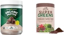 Poudre de protéines organiques purement inspirées et fermes paysannes Super Greens Boire un mélange (16+20 portions)