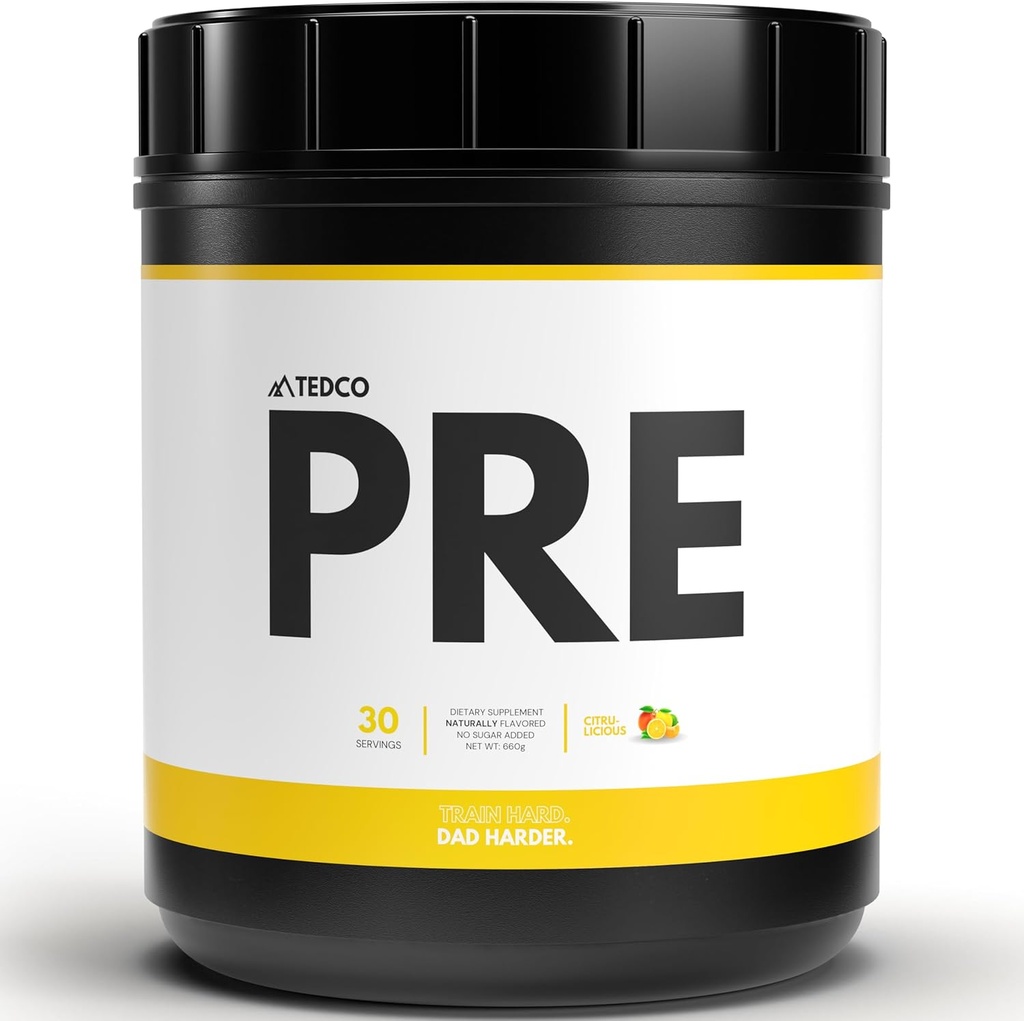 TEDCo Pre Workout Powder - Tutti Preallenamento naturale per gli uomini, Zero Artificial Sweeteners - BCAA, Creatina, Beta Alanine, L-Citrulline - 30 Serve complete (Citrulicious)