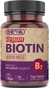 DVA Vegan Biotin Supplemento 6000 mcg – Vitamina B7, Tavolette piccole, 90 Conte