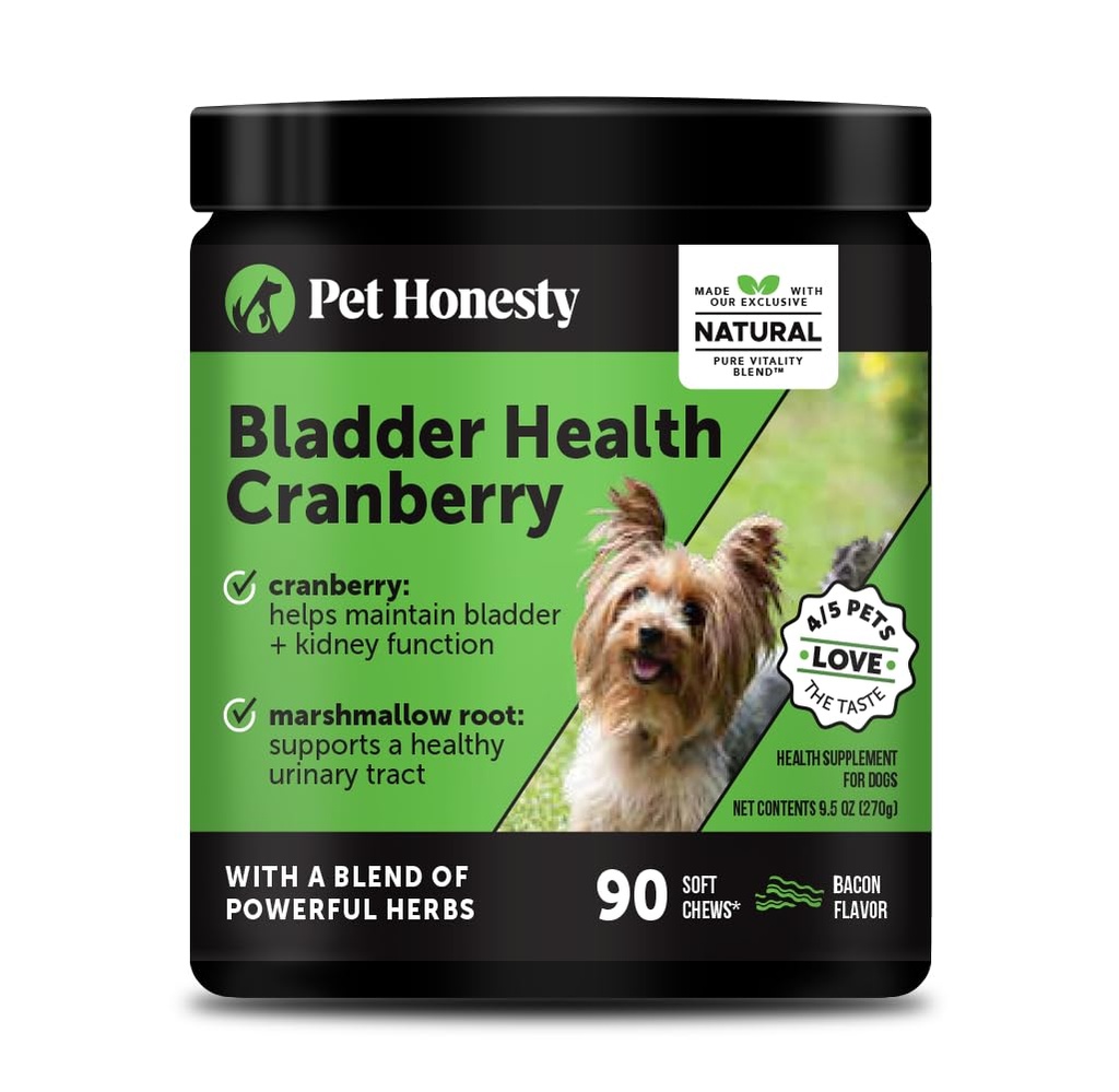 Cranberry Bladder Health for Dogs – Enthält Wirkstoffe - Cranberry & D-Mannose zur Unterstützung von Hund Urinary Tract Gesundheit, Hundeblase Unterstützung, & Nieren Unterstützung für Hunde (Bacon)