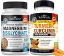 Curcumina erboristica con estratto di pepe nero 1500mg Complesso (1 mese di fornitura) Plus ad alto assorbimento Magnesio Bisglycinate capsule (1 mese di fornitura)