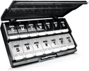 Extra Large Weekly Pill Organizer 2 volte al giorno - Remtise Am/Pm Daily Pill Case Medicine Organizer, Push Button 7 Day Pill Box per Pills/Vitamin/Cod Liver Oil/Supplements (Black & White)