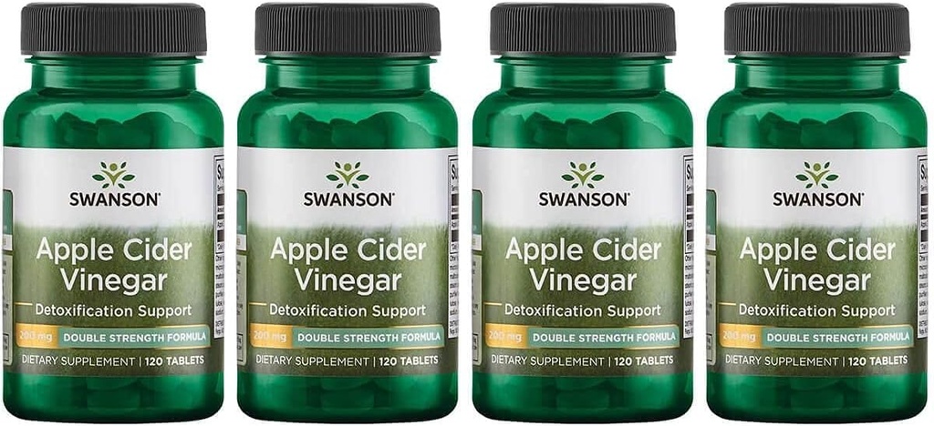 Vinaigre de cidre de pomme de Swanson - Double dosage 200 mg 120 Tables 4 Pack