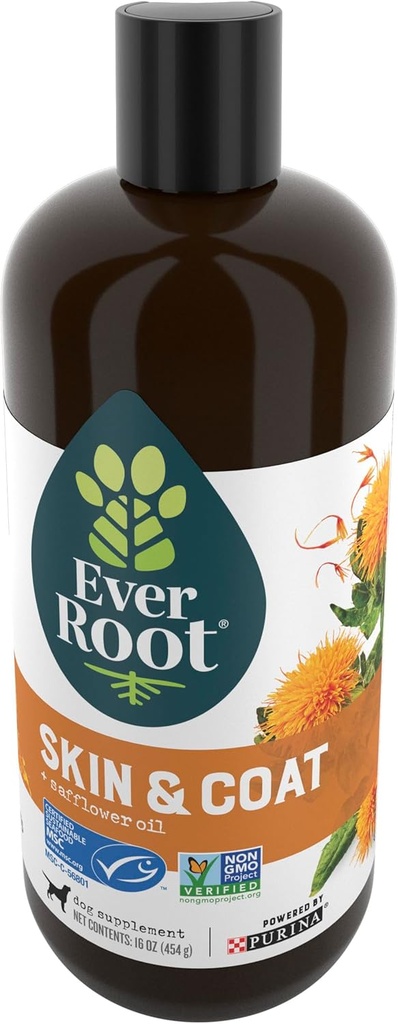 EverRoot Hund Hautpflege Hundeergänzungen von Purina, Haut und Mantel für Hunde Öl mit Safflower Öl - 16 oz. Flaschen
